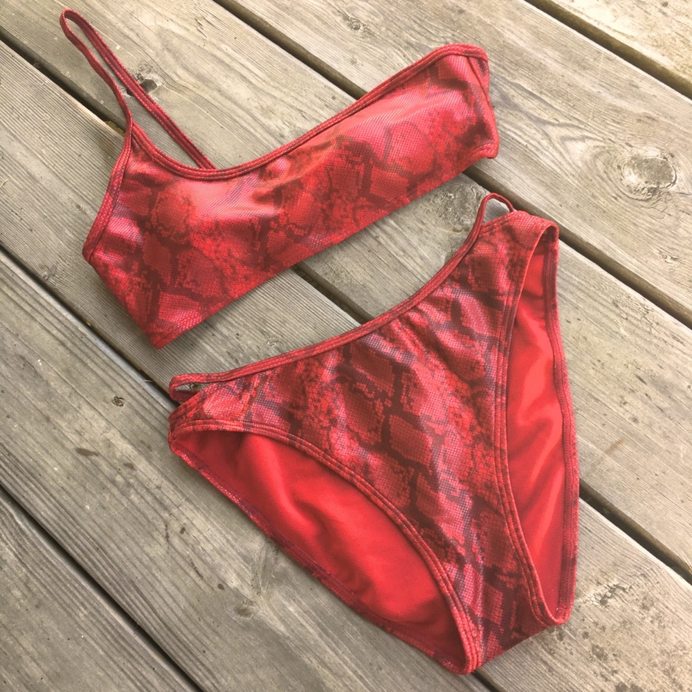 DEEP BLUE by OXYGEN INC. RED SNAKESKIN BIKINI